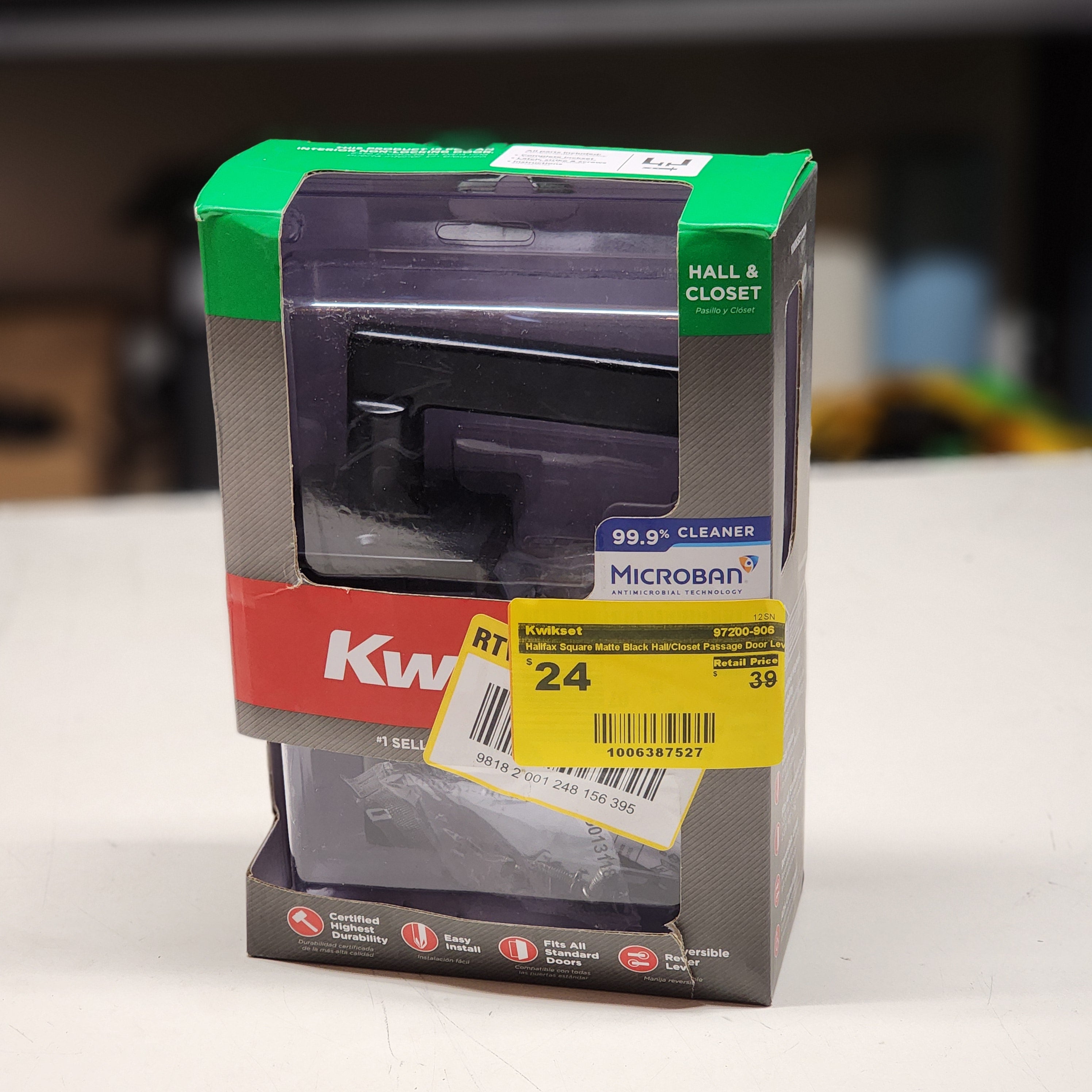 Halifax Square Matte Black Hall/Closet Passage Door Lever (97200-906) Halifax Square Matte Black Hall/Closet Passage Door Lever (97200-906)